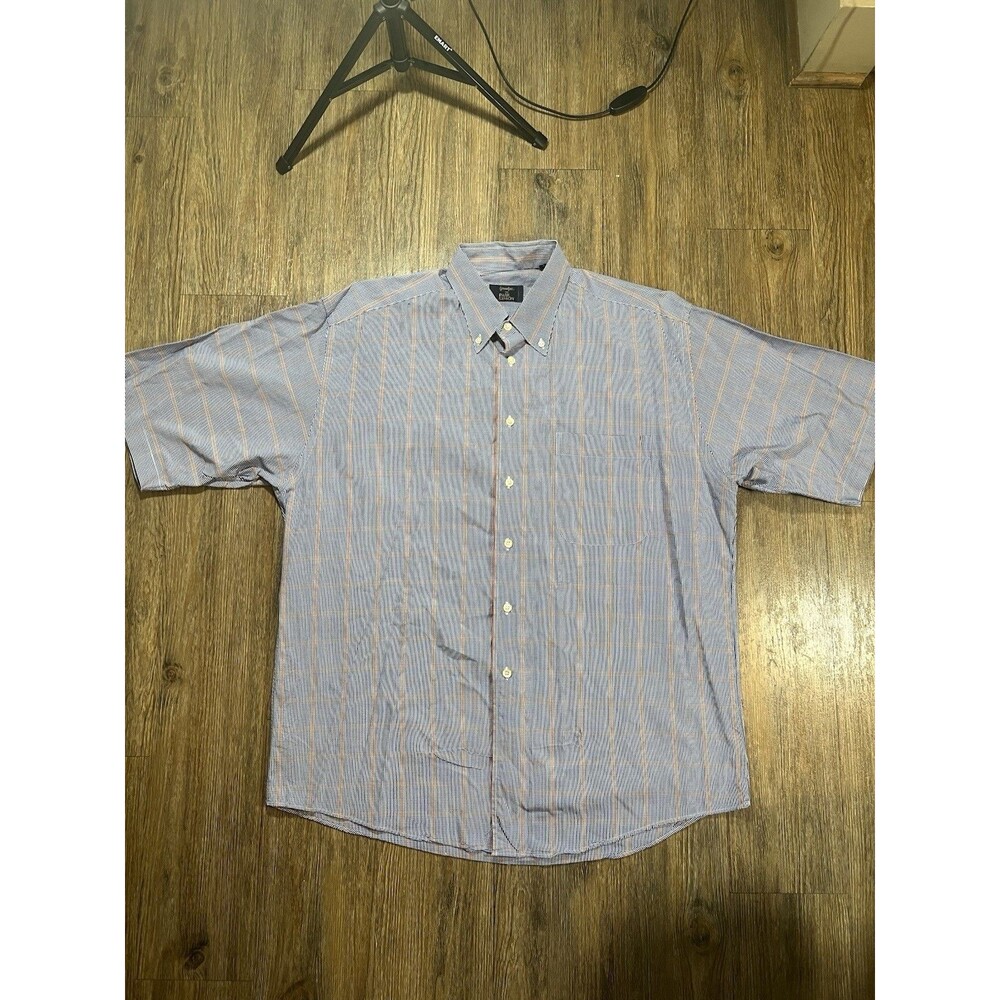 Gitman Bros Vintage Blue Plaid Button Down Short Sleeve Shirt Made In USA